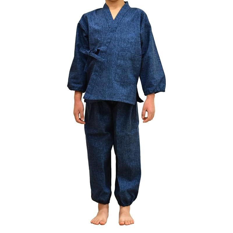 【新品】 [あい藍] キッズ150作務衣 紬織り調 日本製 (150, ネイビー) 1