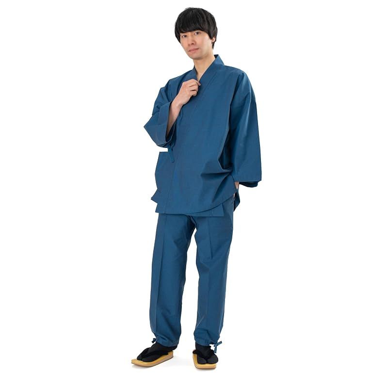【新品】 [あい藍] メンズ 作務衣 シャンブレー 日本製 (ネイビー, M) 1