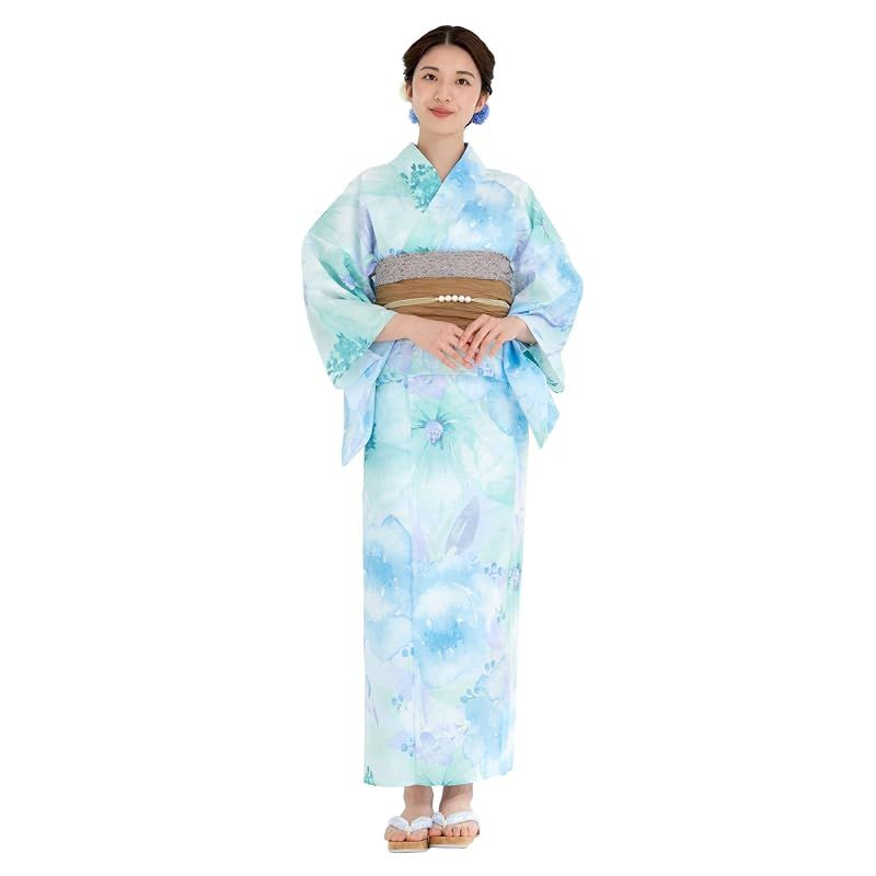 【新品】 [NISHIORI] 浴衣 セット レディース 浴衣 兵児帯 大人 2点セット フリーサイズ (25kmy-26)
