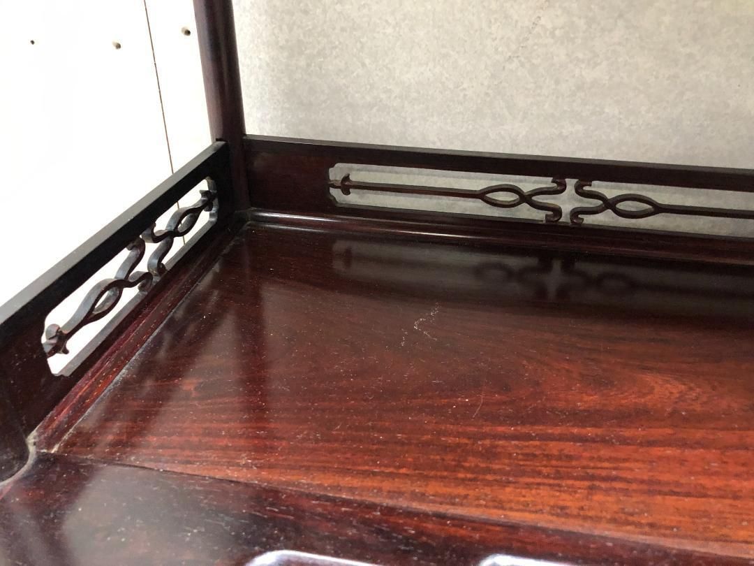 茶棚 茶箪笥 飾り棚 違い棚 茶道具透かし彫り 和箪笥 アンティーク
