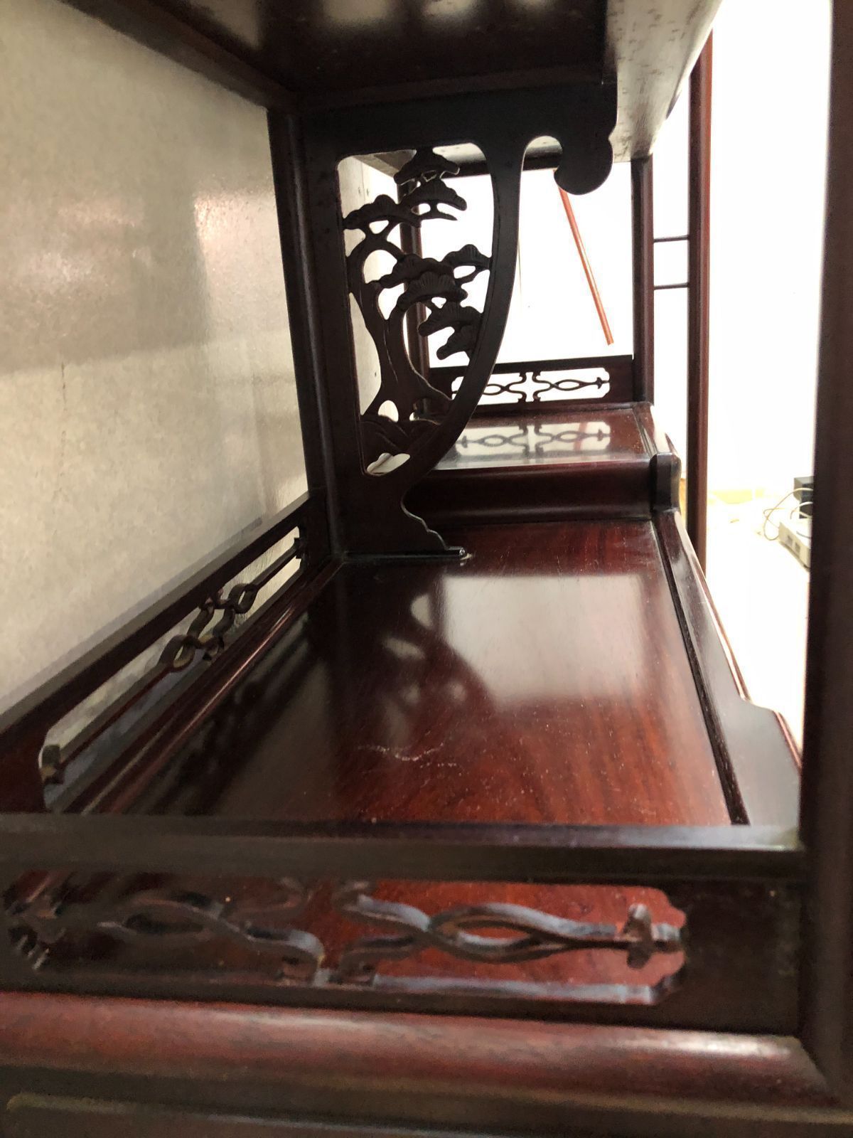 茶棚 茶箪笥 飾り棚 違い棚 茶道具透かし彫り 和箪笥 アンティーク