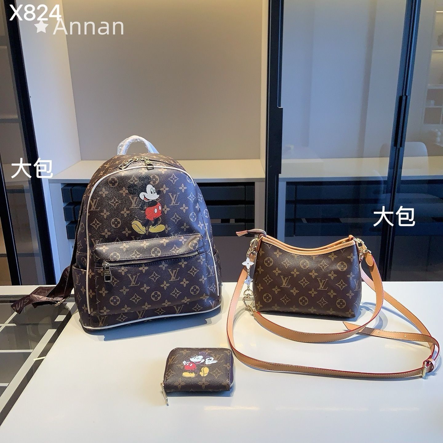 美品最終値下げ LV LOUIS VUITTON ルイヴィトン リュック ショルダーバッグ 財布 3点セットバッグ