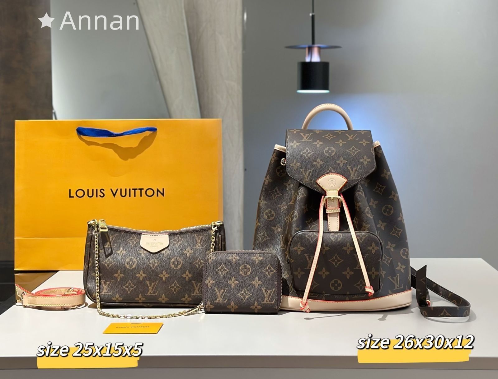 実用性 LV LOUIS VUITTON ルイヴィトン リュック ショルダーバッグ 財布 3点セットバッグ