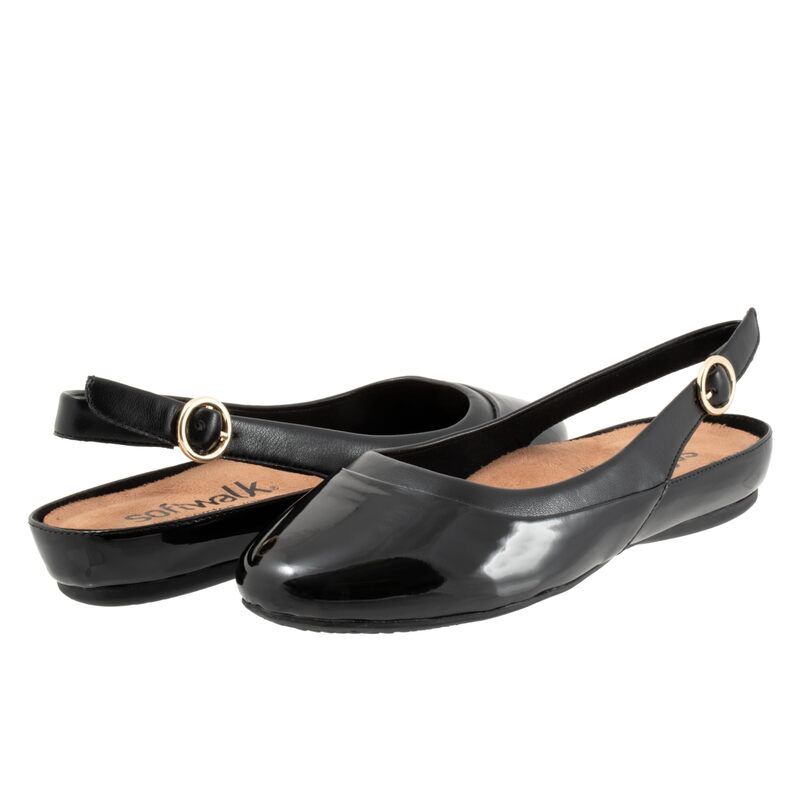 ソフトウォーク レディース シューズ サンダル SoftWalk Sheffield Black Patent ブラック