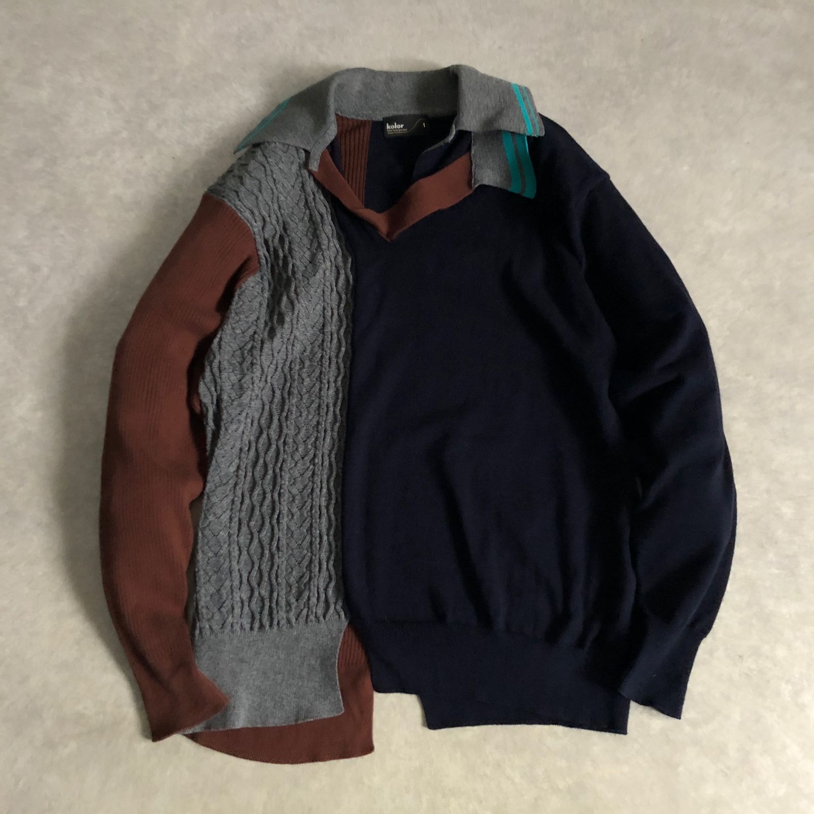 kolor パネルドッキングデザイン ニット ポロ セーター カラー