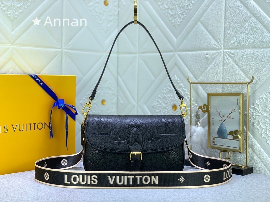 LOUIS VUITTON ルイヴィトン ハンドバッグ ショルダーバッグ ディアヌ M46386 モノグラム アンプラント ノワール ブラック ブルー