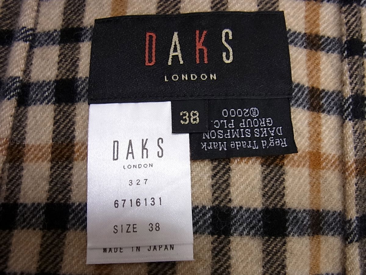 ◇DAKS LONDON ウール フーディ コート 裏ダックスチェック柄 ブラック