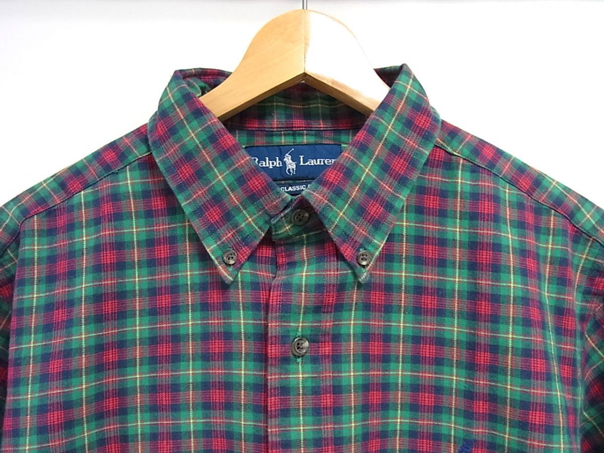 美品RalphLauren ラルフローレン 長袖 ボタンダウン シャツ チェック柄