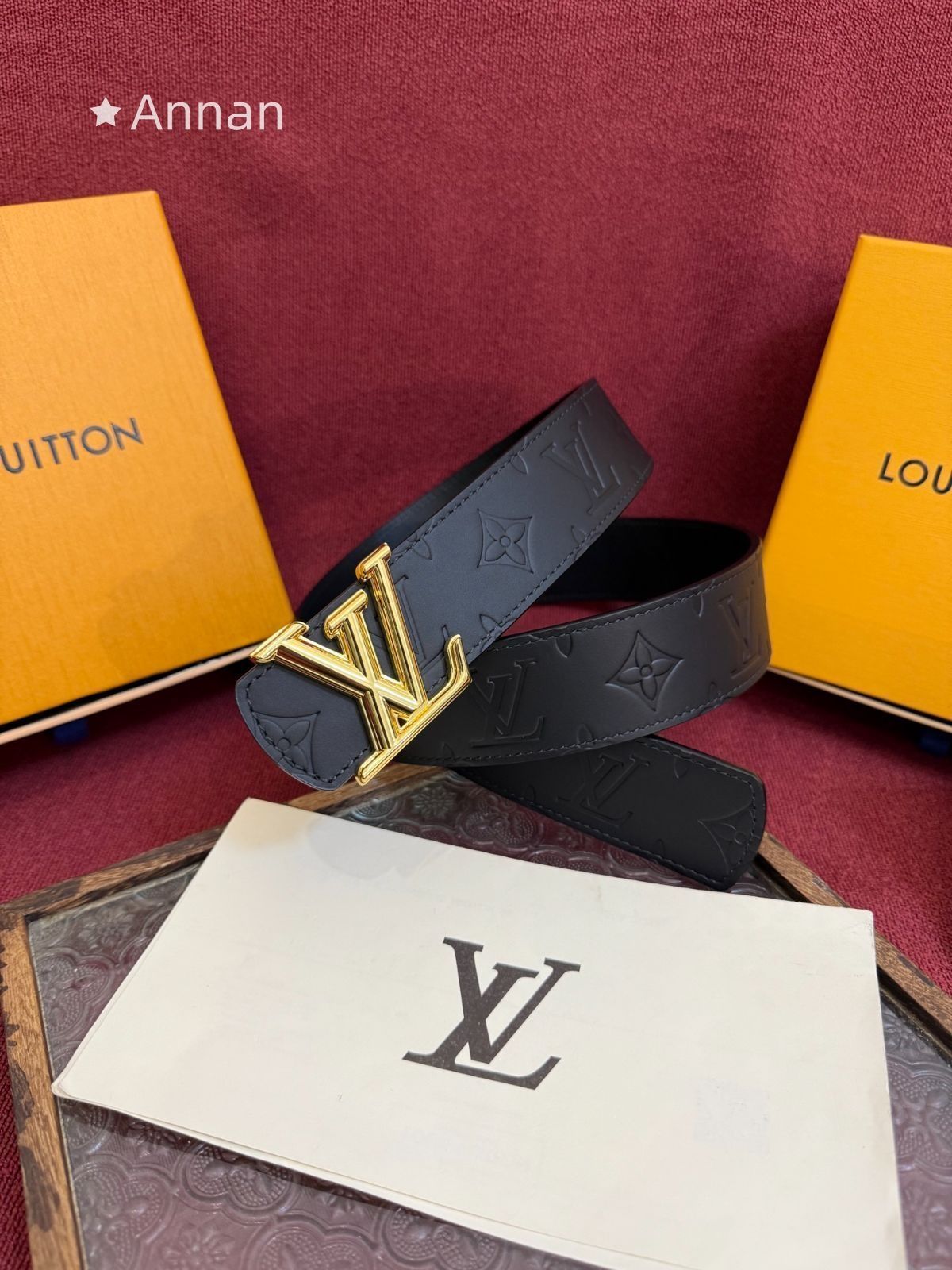 良品 限定品 LOUIS VUITTON ルイヴィトン メンズ ベルト 本革