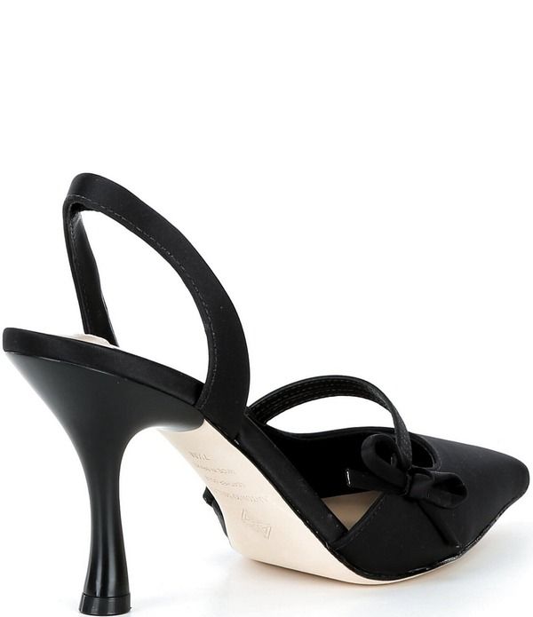 アントニオ メラーニ レディース シューズ ヒール サテン Antonio Melani Pomona Satin Bow Slingback Pumps Black ブラック