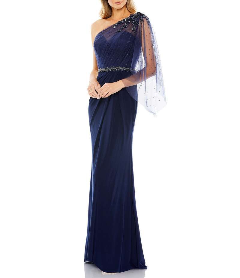 マックダガル レディース トップス ワンピース アシンメトリー ドレープ Mac Duggal Embellished One Shoulder Asymmetrical Draped Gown Na