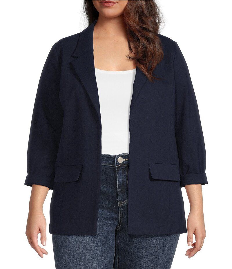 リヴァプール ロサンゼルス レディース アウター コート プラスサイズ ブレザー Liverpool Los Angeles Plus Size Stretch Ponte Notch Lapel 3