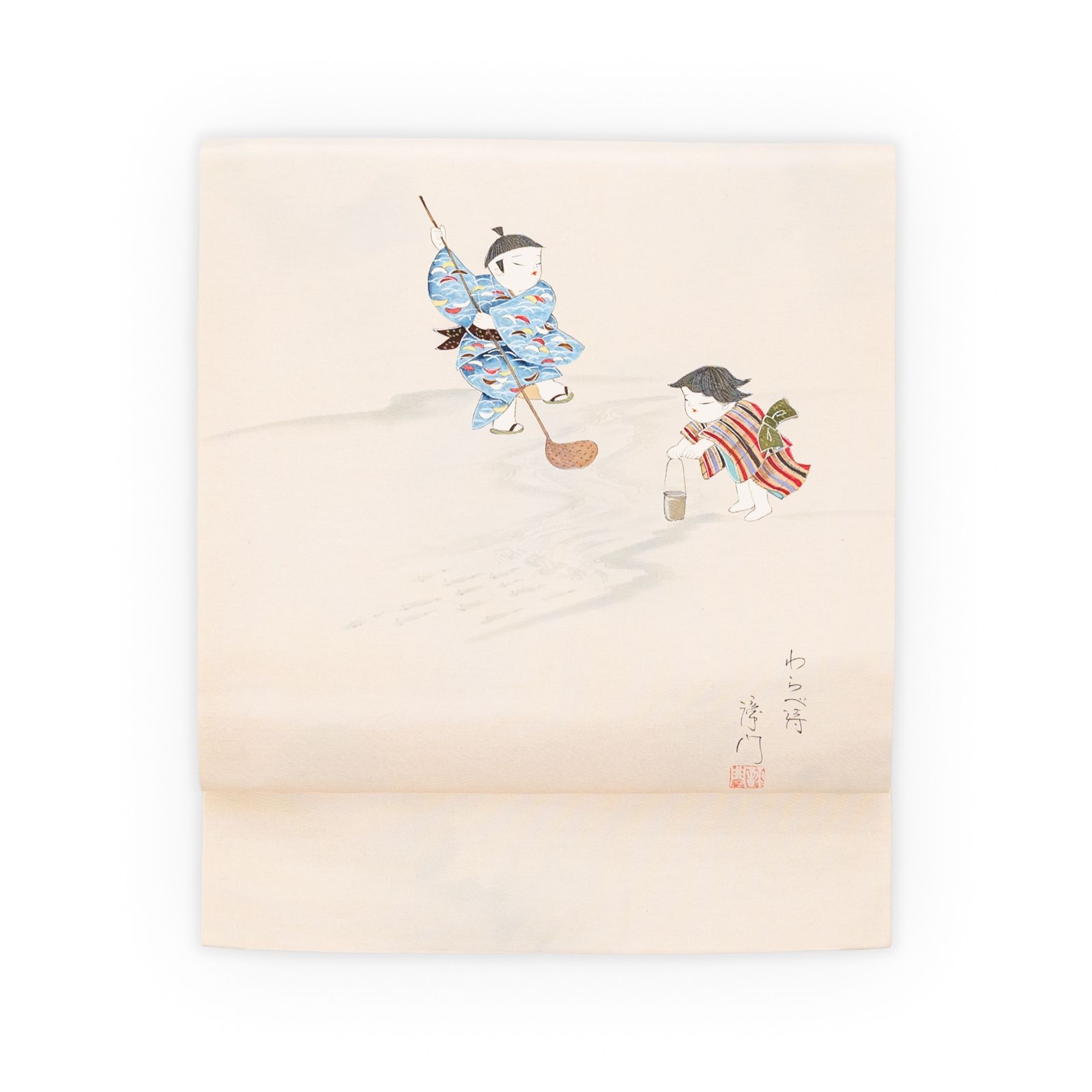 魚すくいをする童子　作家物