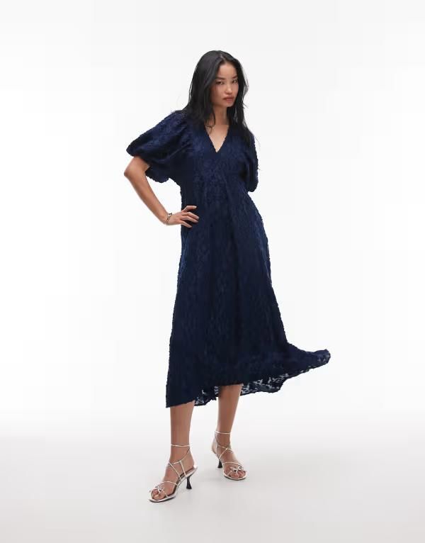 アンドアザーストーリーズ レディース トップス ワンピース マキシワンピース シアー マキシ Other Stories maxi dress with volume sleeves in 3D sh