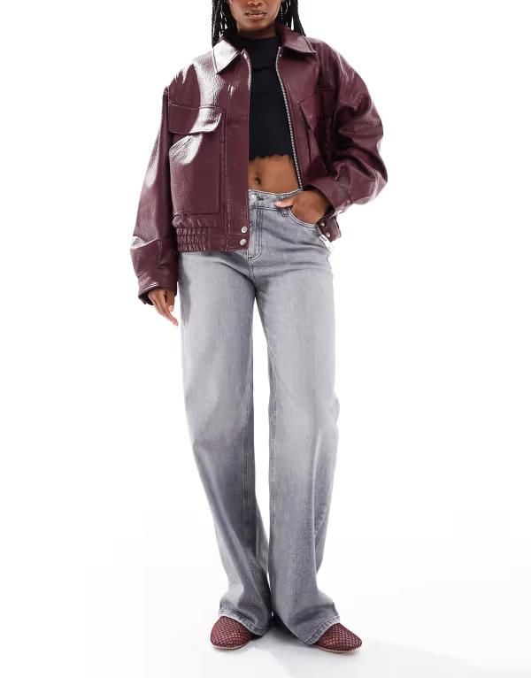 ピーシーズ レディース ボトムス デニムパンツ ワイドレッグ シルク ジーンズ PIECES Silke mid rise wide leg jeans in medium Medium gray d