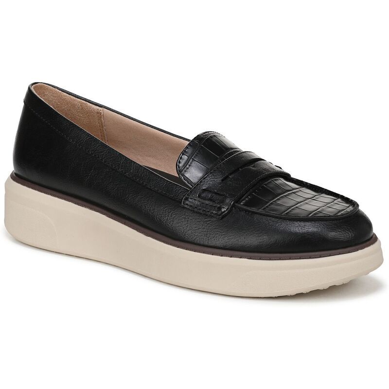 ライフストライド レディース シューズ スリッポン・ローファー チェルシー LifeStride Chelsea Womens Moc Toe SlipOn Loafers Black Croc ブラ