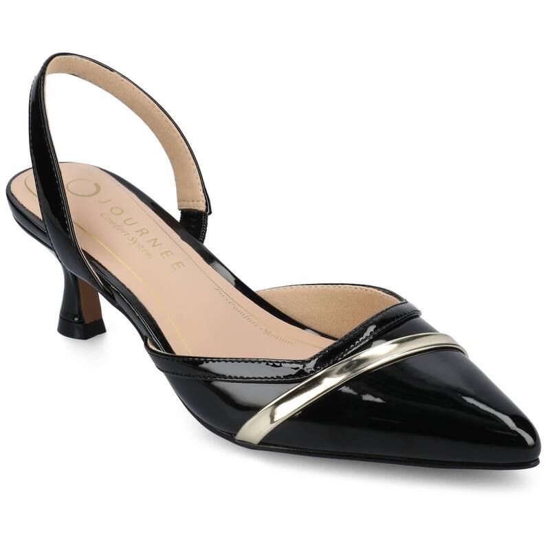 ジャーニー レディース シューズ パンプス Journee Nellia Womenslingback Pumps Patent Black ブラック