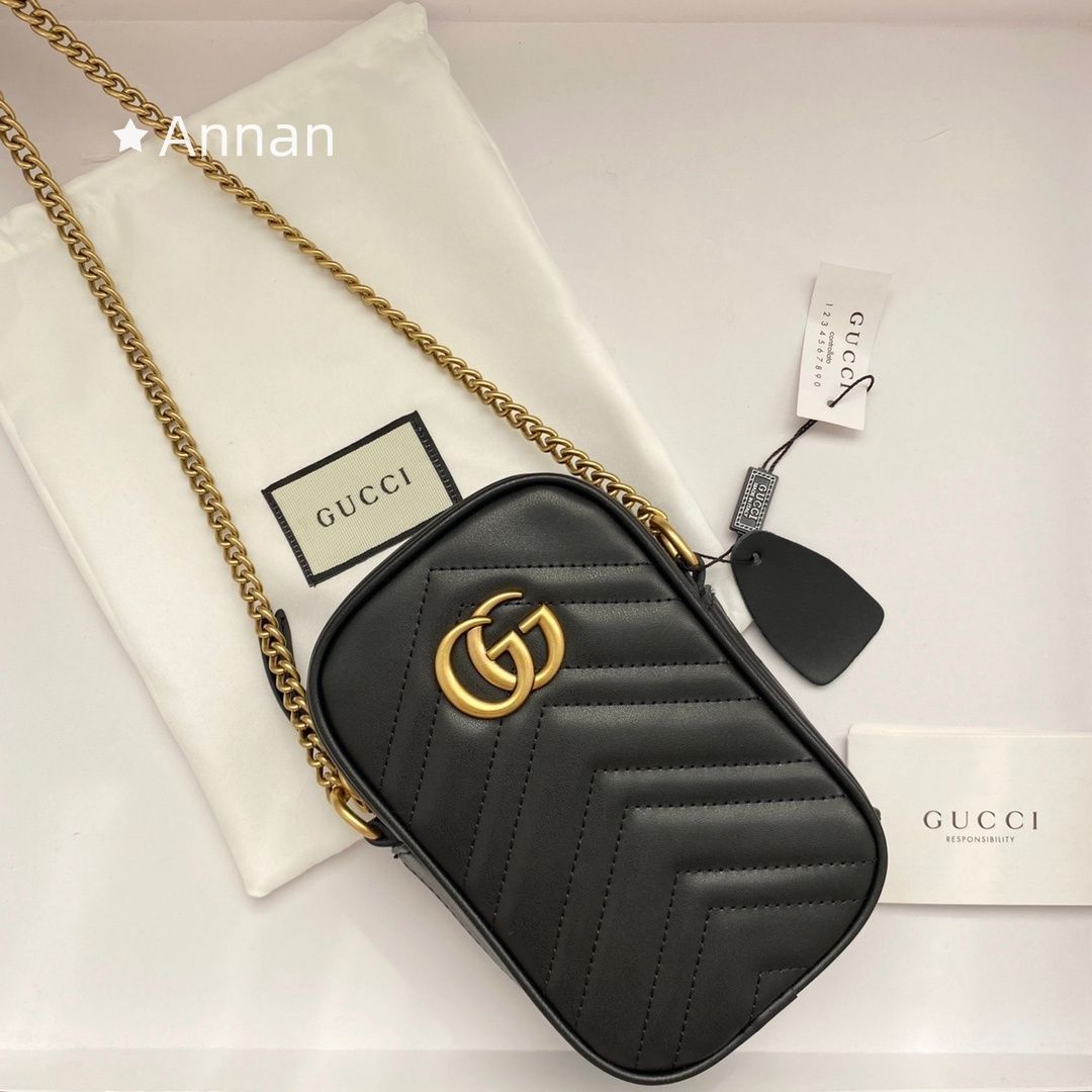 送料無料 美品 グッチ GUCCI ショルダーバッグ GGマーモント フォンホルダー 598597