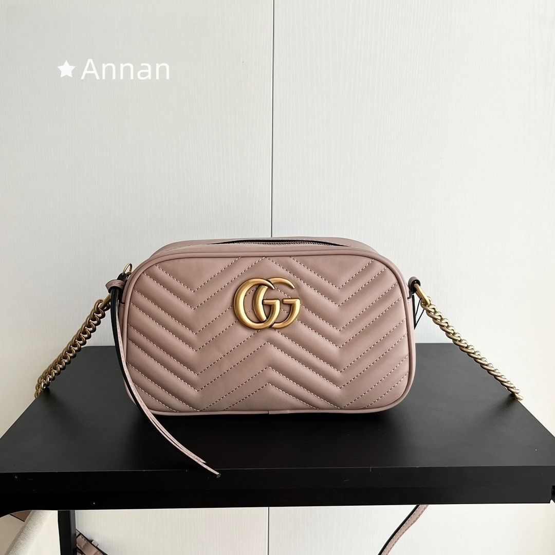 超美品 限定品 GUCCI グッチ ショルダーバッグ 447632 GGマーモント ベージュ チェーンショルダーバッグ