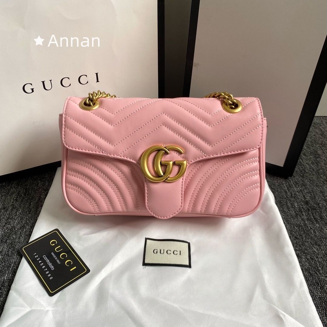 新製品 本日特価 GUCCI グッチショルダーバッグ GGマーモント レザー キルティング チェーン 443497