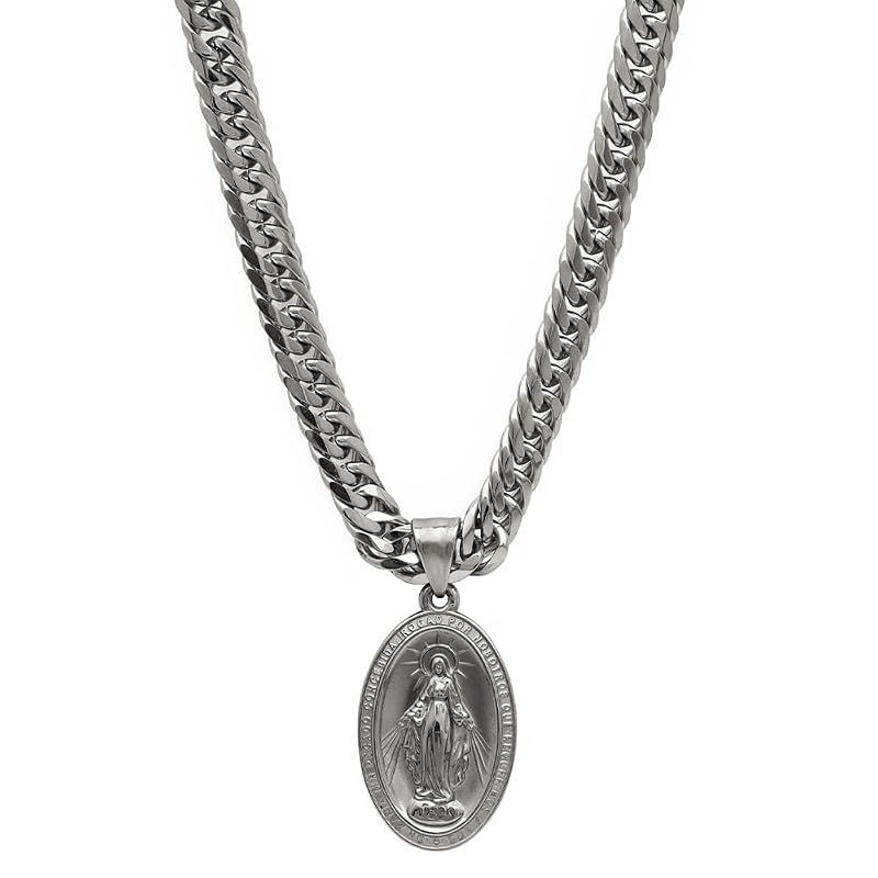 [silver KYASYA]6面カット ダブル喜平ネックレス 奇跡のメダイ ネックレス シルバー 銀 ペンダント メンズ HIPHOP b系 50cm 60cm 専用BOX付属（50cm）