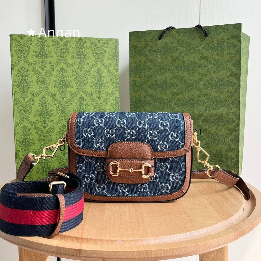 超美品 本日特価 GUCCI ショルダーバッグ〔グッチ ホースビット 1955〕ミニ ジャンボGGキャンバス 658574
