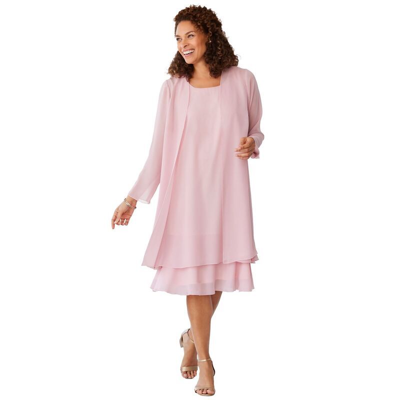 ウーマン ウィズイン レディース トップス ワンピース プラスサイズ ジャケット Woman Within Womens Plusize 2Piece Jacket Dress Rose