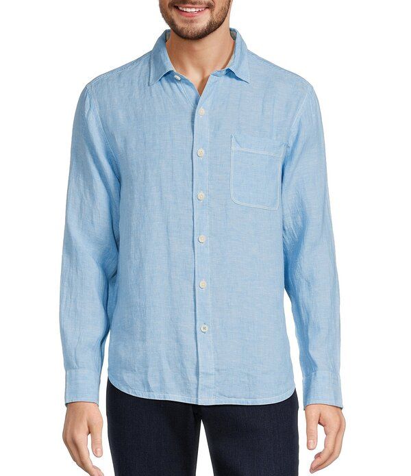 トッミーバハマ メンズ トップス シャツ リネン Tommy Bahama Linen Paradise Breezer Long Sleeve Woven Shirt Glass Bead Blue