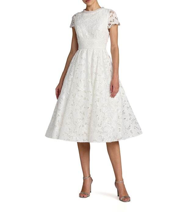 マックダガル レディース トップス ワンピース A ライン プチ ミディ キャップ レース Mac Duggal Petite Size Lacembellished Cap Sleeve ALine