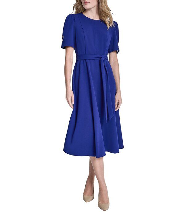 ダナキャラン レディース トップス ワンピース クレープ A ライン ミディ スキューバ DKNY By Donna Karan Scuba Crepe Short Sleeve ALine Midi