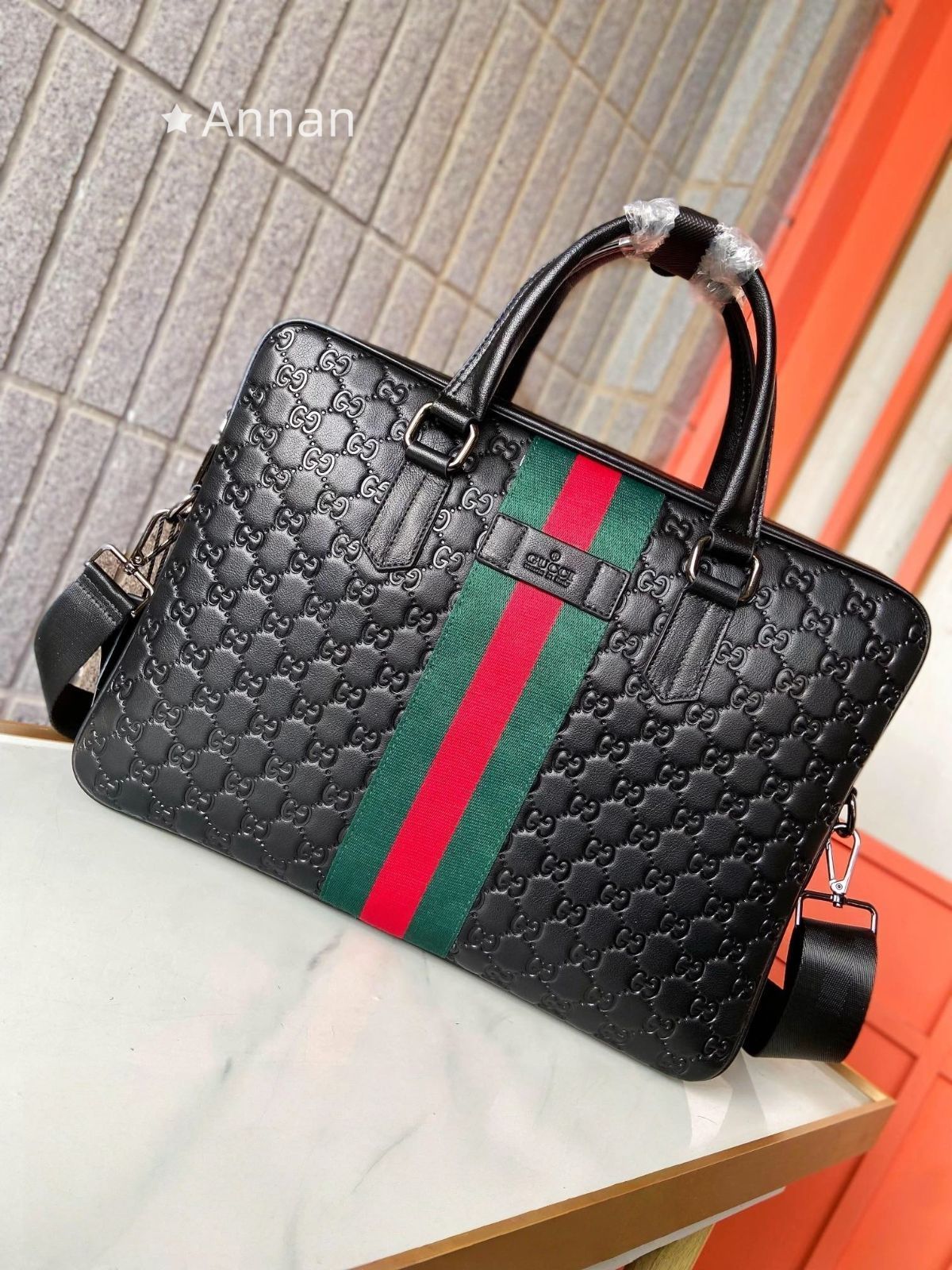 良品 本革 メンズ GUCCI グッチ ビジネスバッグ GG
