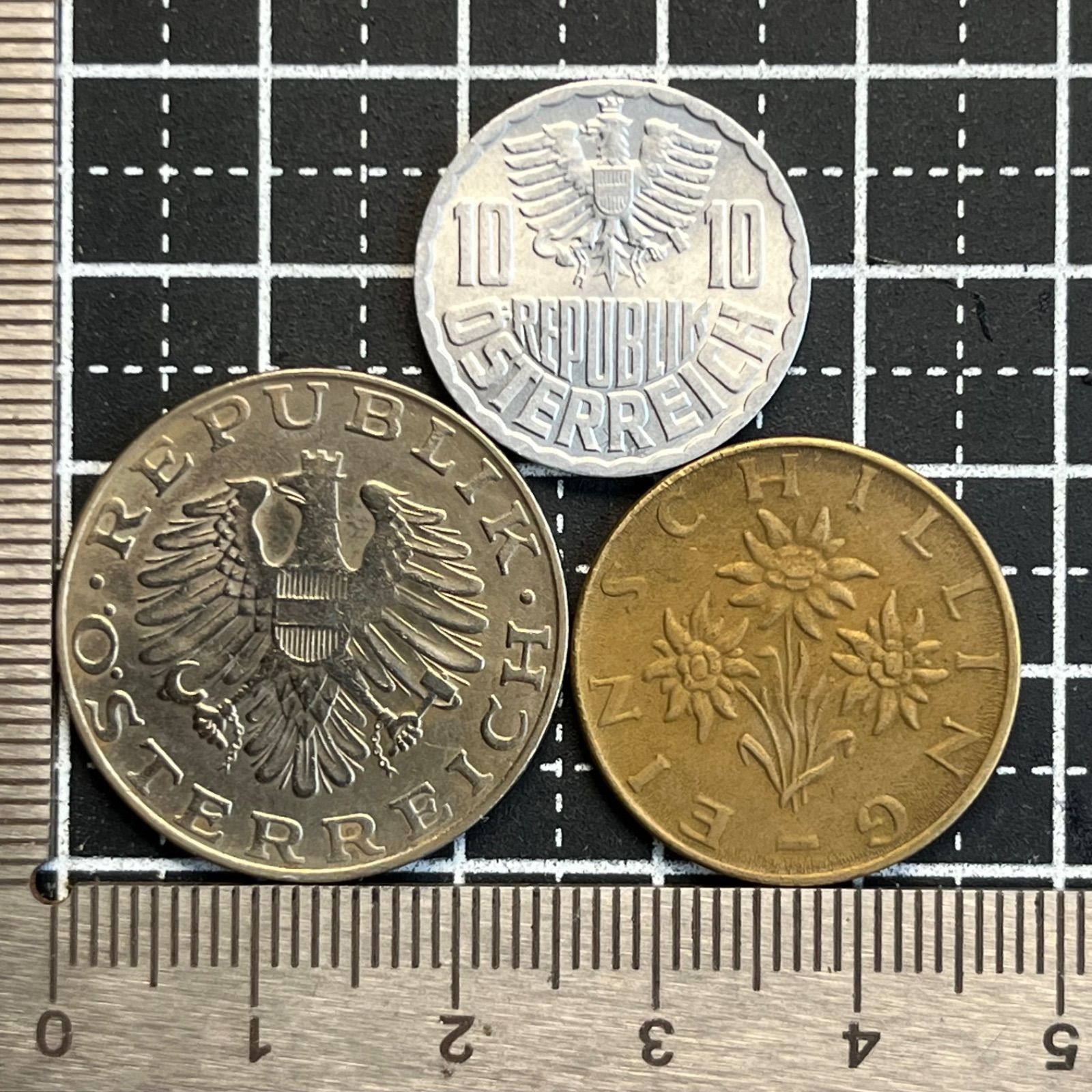 古銭】オーストリア シリング・グロッシェン 3枚セット 1972～1974年