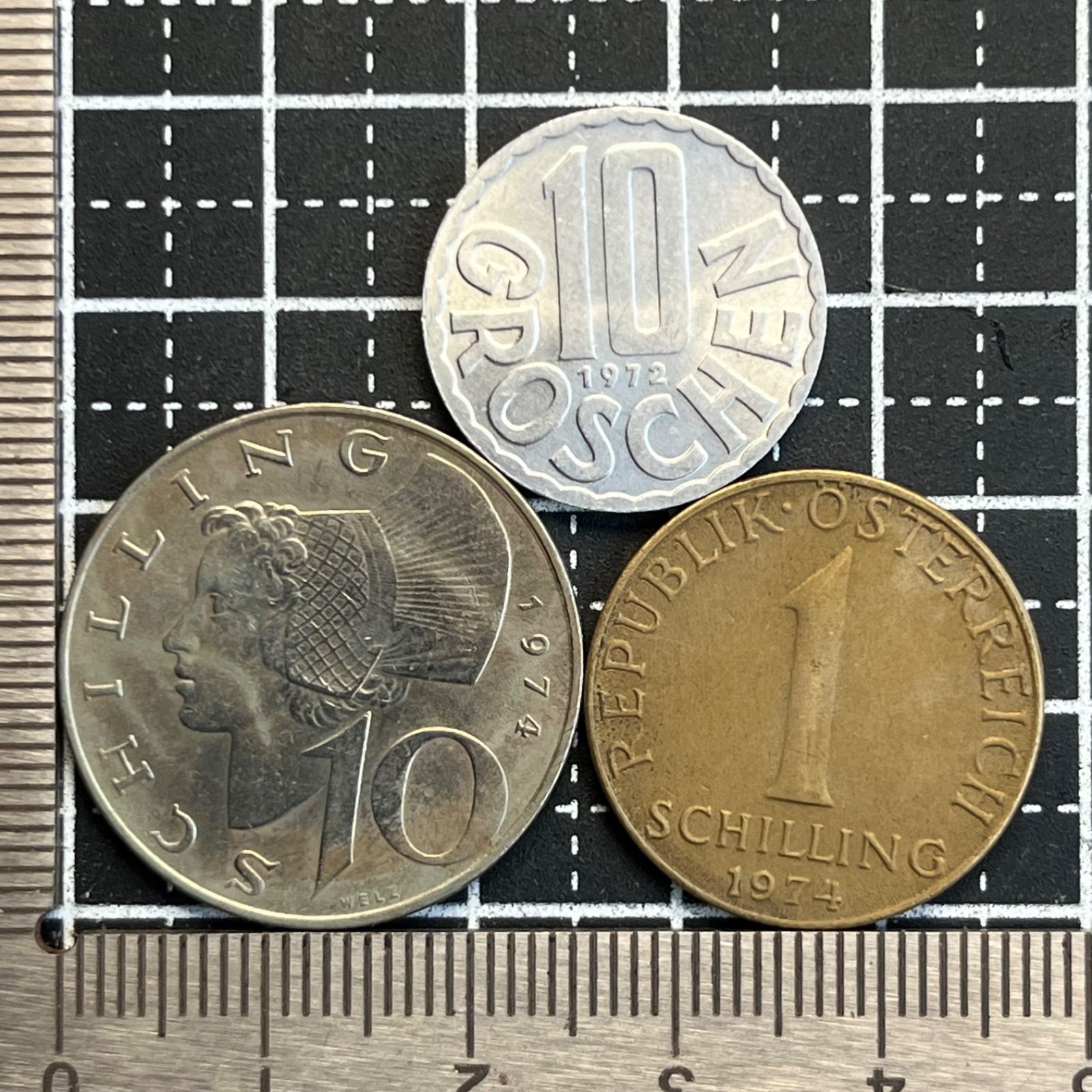 古銭】オーストリア シリング・グロッシェン 3枚セット 1972～1974年