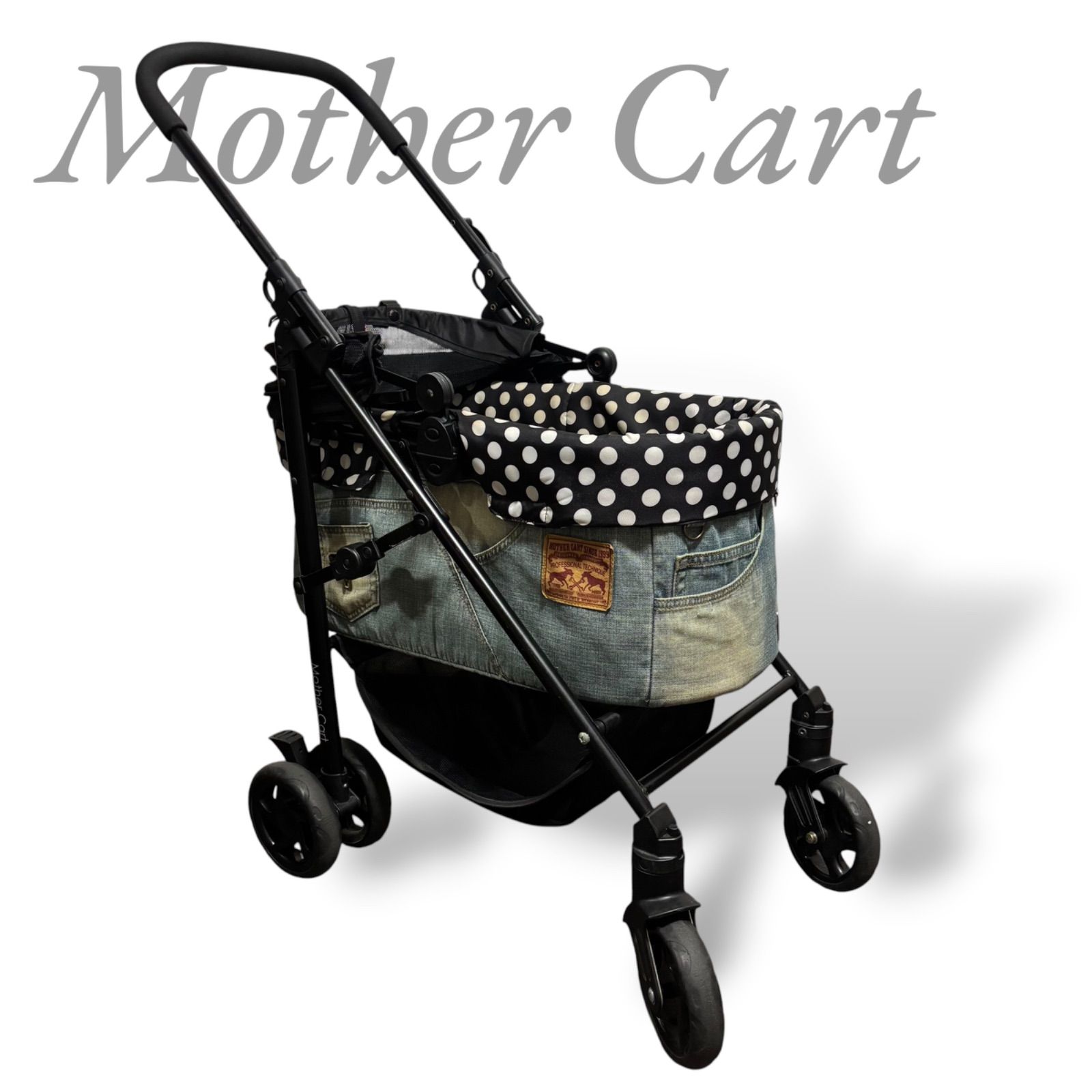 【B5683】 Mother Cart マザーカート ラプレＬ ペットカート ブルーデニム 清掃済み 折りたたみ ジャバラフード 日よけ
