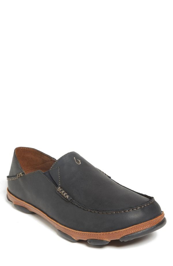 オルカイ メンズ シューズ スリッポン・ローファー OluKai Moloa SlipOn Black Toffee Leather ブラック