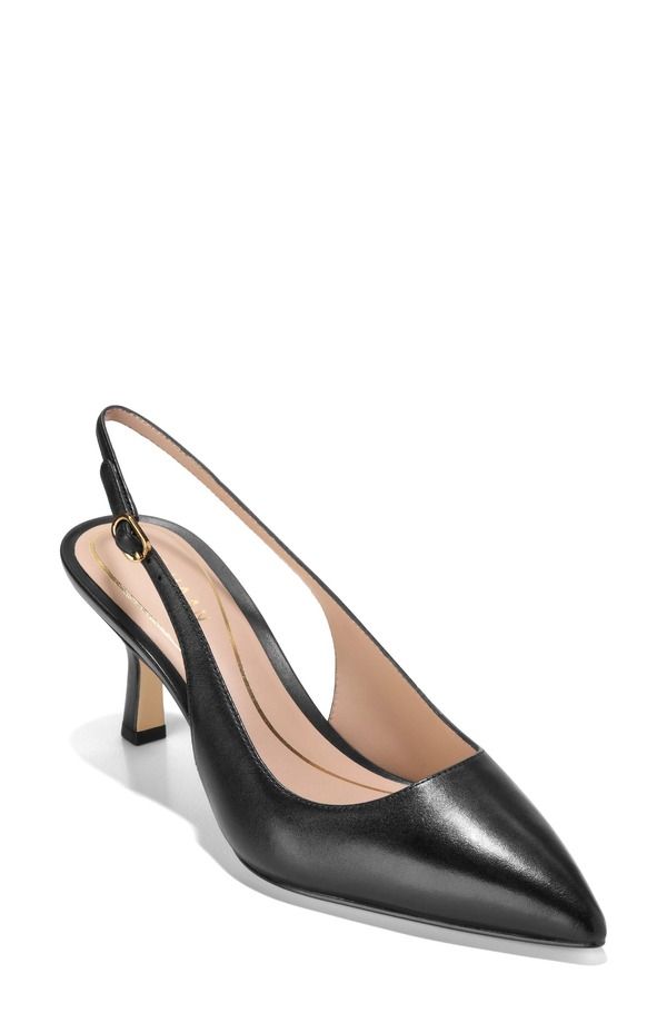 コールハーン レディース シューズ ヒール Cole Haan Hansell Slingback Pointed Toe Pump Black Leather ブラック