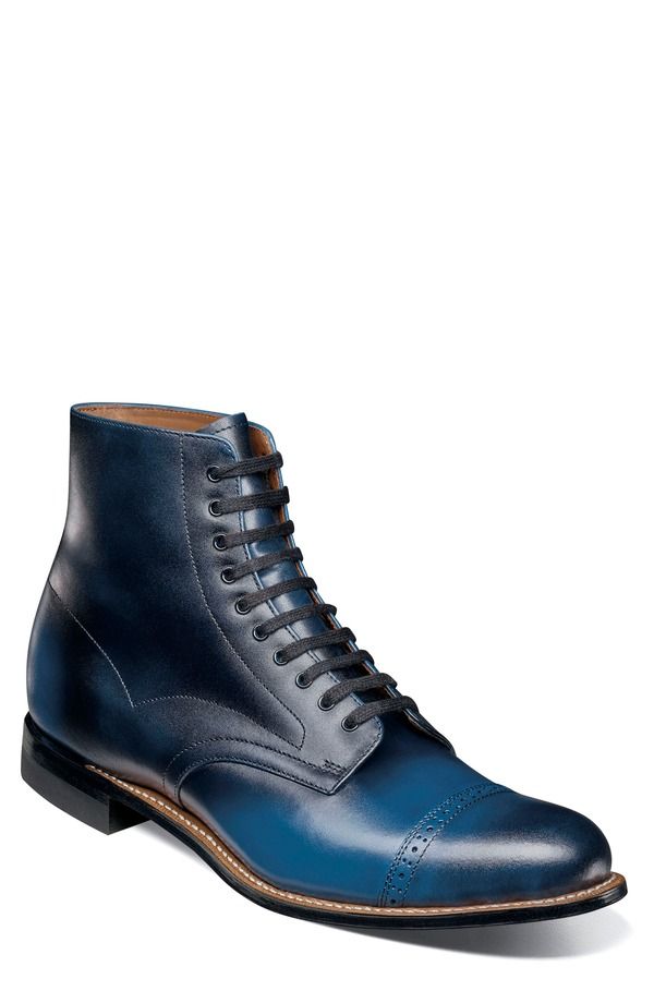 ステイシーアダムス メンズ シューズ ブーツ・レインブーツ キャップ レース Stacy Adams Madison Cap Toe Lace Up Boot Blue ブルー