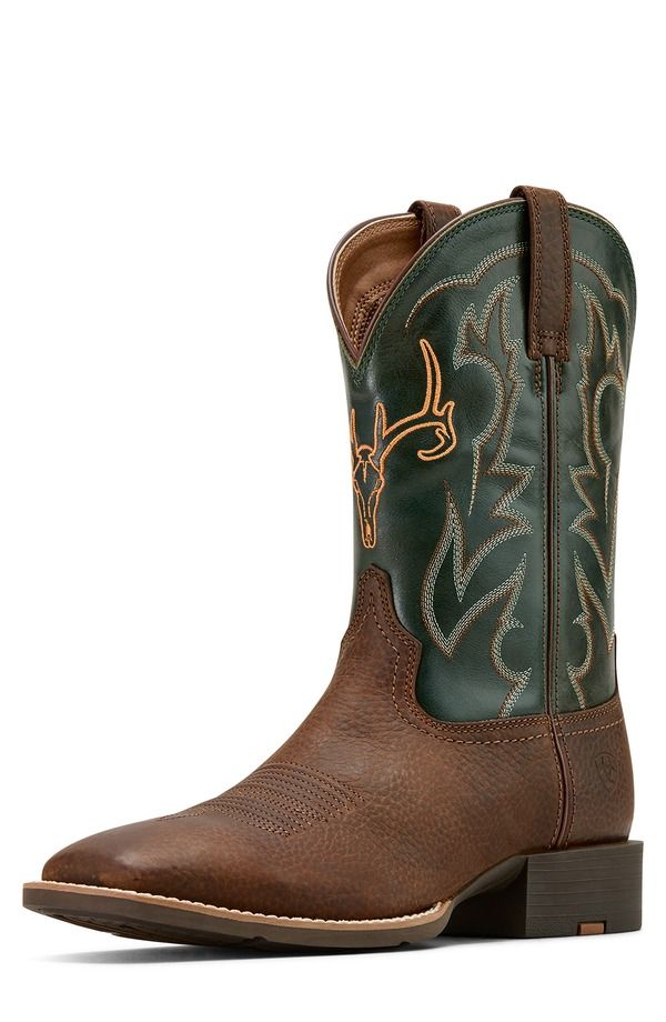 アリアト メンズ シューズ ブーツ・レインブーツ Ariat Sport Outdoor Square Toe Cowboy Boot Brown Oiled Rowdy Tack Green グリー