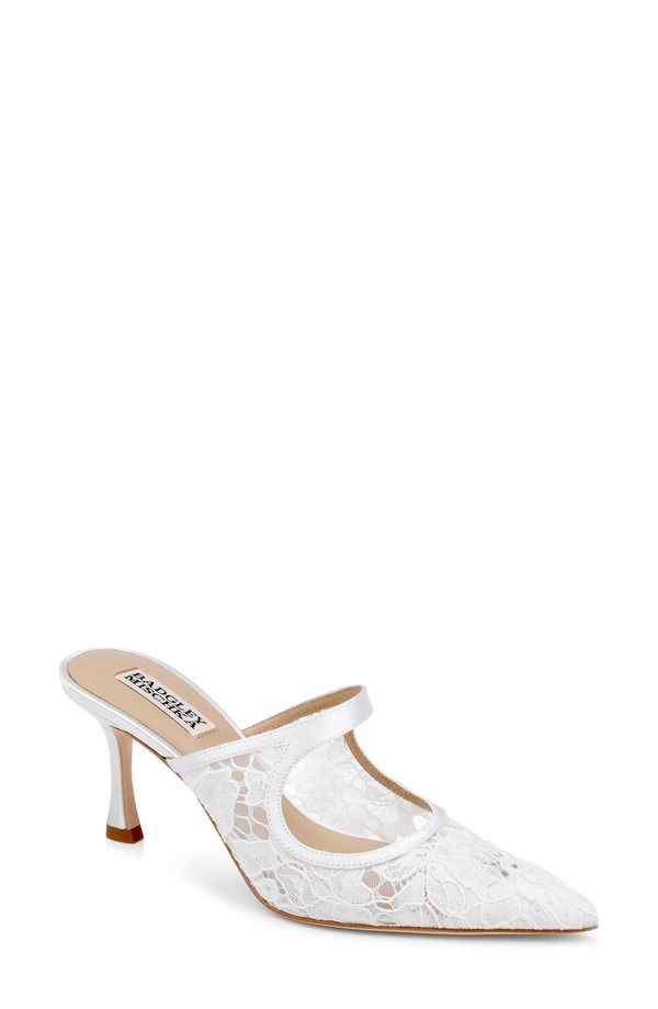 バッジェリーミシュカ レディース シューズ ヒール カットアウト BADGLEY MISCHKA Oaklyn Cutout Mule White Satin ホワイト
