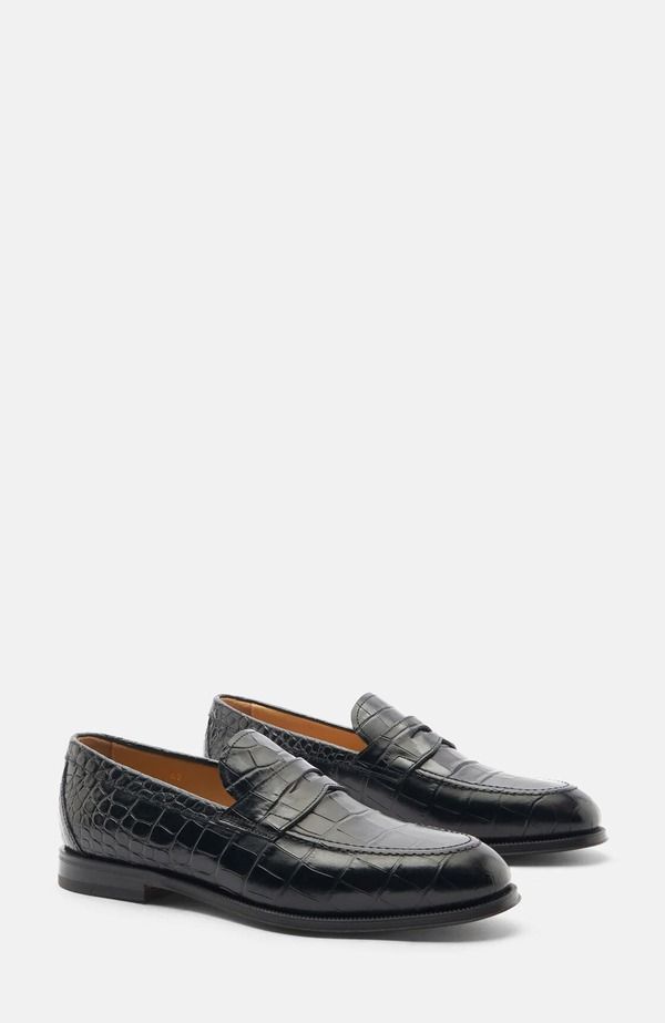 スカロッソ メンズ シューズ ローファー SCAROSSO Stefano Loafers Black CrocoPrinted Calf ブラック