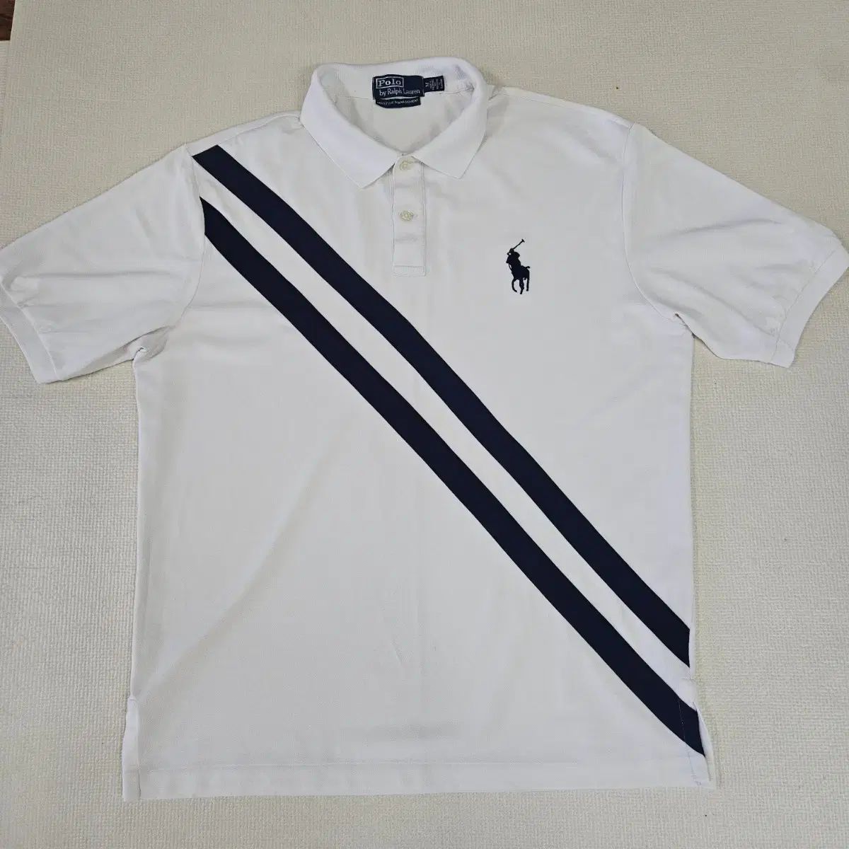 ポロ ラルフローレン ビックポニー 斜めボーダー 白 pk 半袖 カラーTシャツ
