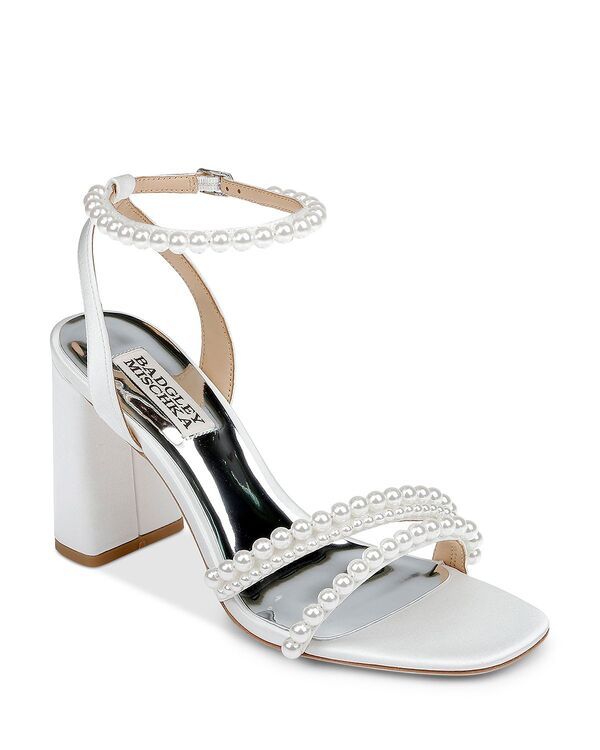 バッジェリーミシュカ レディース シューズ サンダル アンクル ヒール Badgley Mischka Womens Feisty Ankle Strap Higheel Sandals White