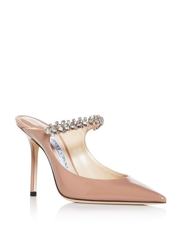 ジミーチュー レディース シューズ サンダル ヒール Jimmy Choo Womens Bing 100 Embellished High Heel Mules Ballet Pink Patent