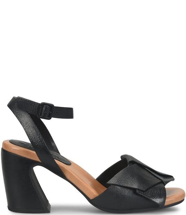 コークイーズ レディース シューズ サンダル アンクル レザー ヒール KorkEase Brooke Leather Bow Ankle Wrap Block Heel Sandals Black