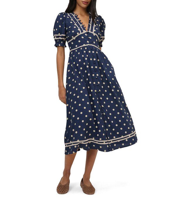 ノーバディーズ チャイルド レディース トップス ワンピース ドット柄 Vネック ドット ミディ Nobodys Child Saffy Woven Polka Dot VNeck Short Puf