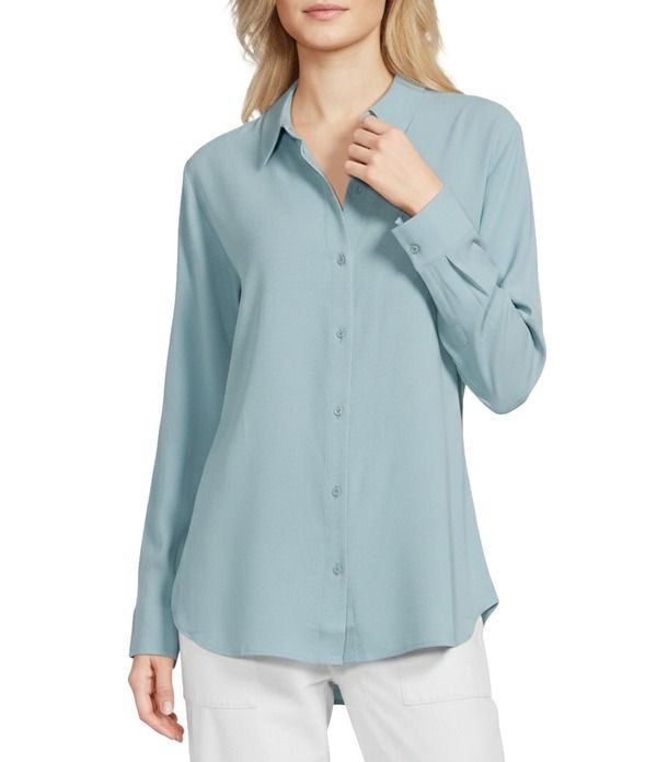 エイリーンフィッシャー レディース トップス シャツ クレープ ジョーゼット シルク Eileen Fisher Silk Georgette Crepe Point Collar Long Slee 54,480円