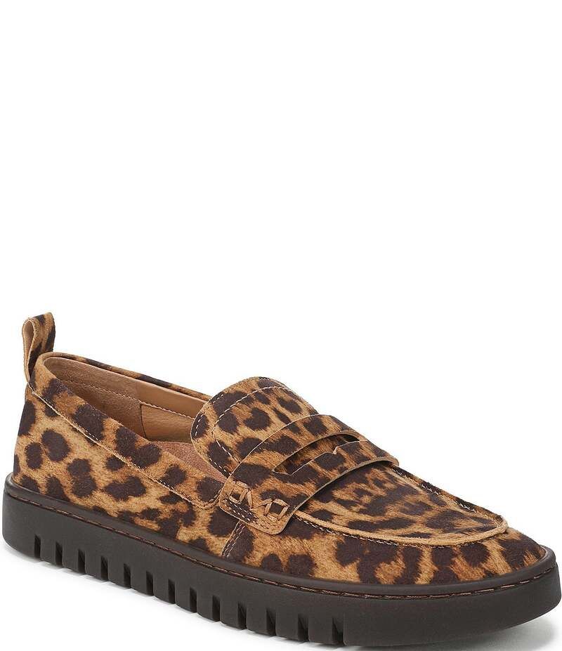 バイオニック レディース シューズ スリッポン・ローファー プリント スエード ローファー Vionic Uptown Suede Leopard Print Packable Penny Loafe