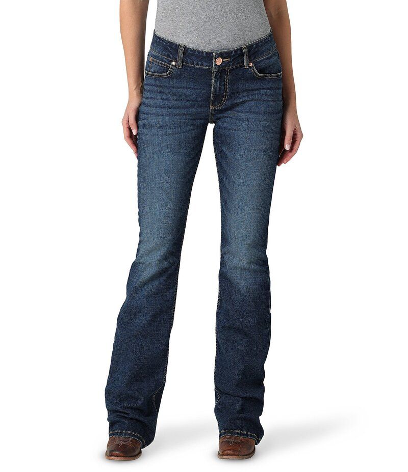 ラングラー レディース ボトムス デニムパンツ ブーツカット ブーツ ジーンズ WranglerR Mid Rise W Stitch Back Pocket Bootcut Jeans Dark B