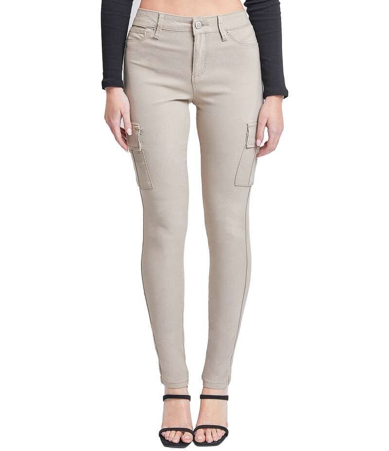 YMI ジーンズ レディース ボトムス デニムパンツ ジーンズ YMI Jeanswear Mid Rise Hyperstretch Skinny Cargo Jeans Taupe トープ