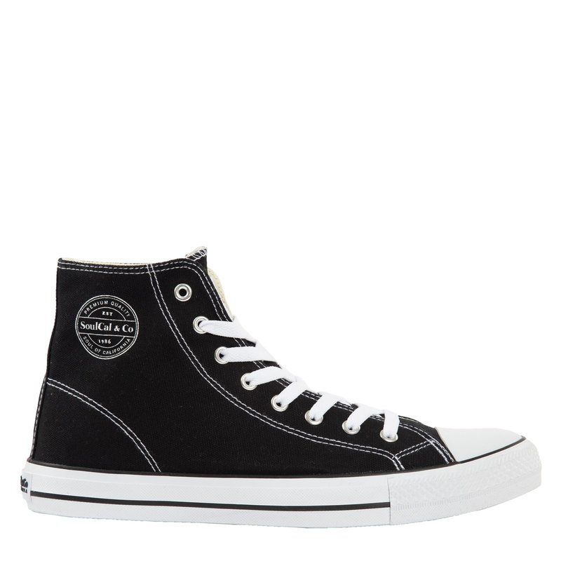 ソウルカル メンズ シューズ スニーカー SoulCal Canvas High Mens Trainers BlackWhite ホワイト